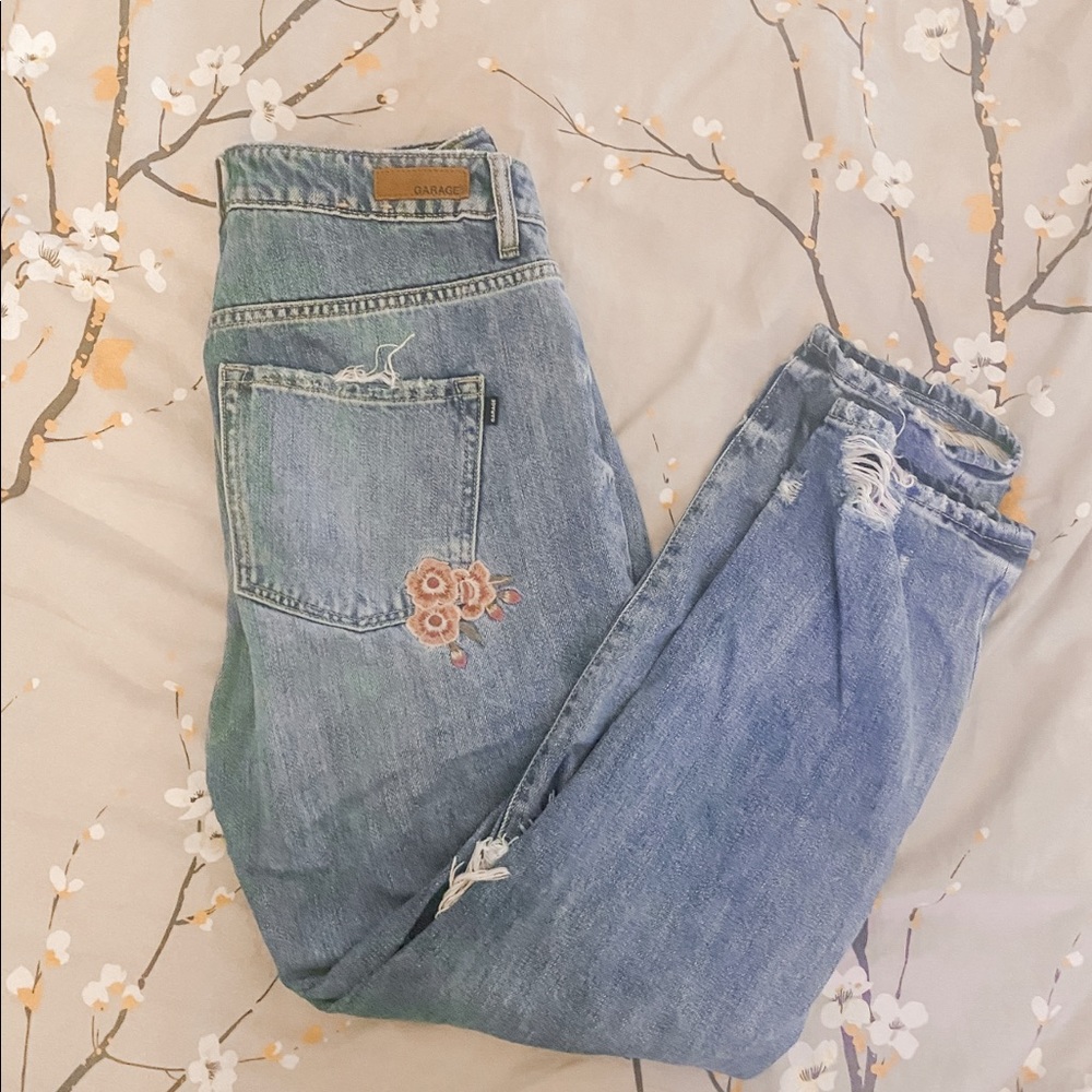 Garage Floral Embroidered Boyfriend Jeans